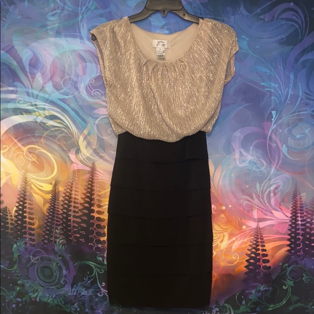 Gold and black slim tight dress